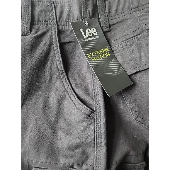 Lee Extreme Motion Carolina Cargo Shorts Mens 29 Black Cotton Stretch NEW